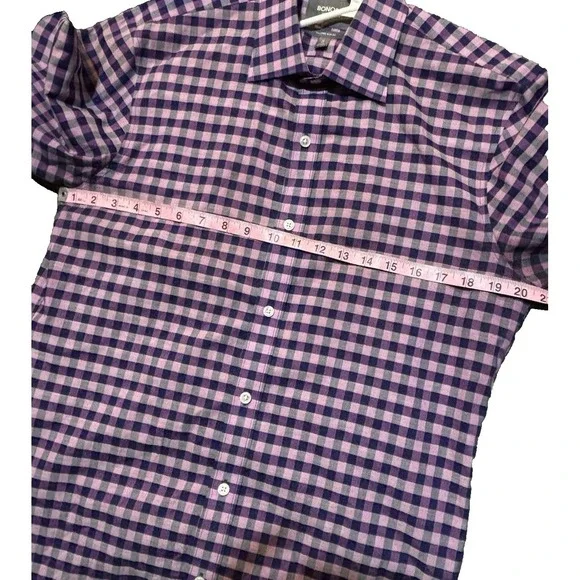 Bonobos Purple Gingham Dress Shirt Mens 16 33 Tailored Slim Fit Button Up - Picture 3 of 6